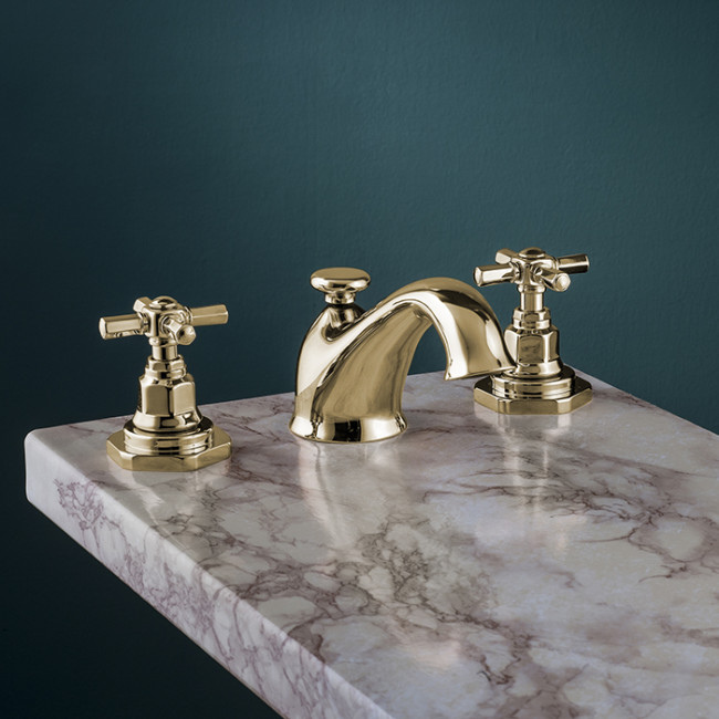 Gattoni TRD Смеситель для раковины, 3 отв., ручки Paris, цвет: золото 24К TR095/18D0