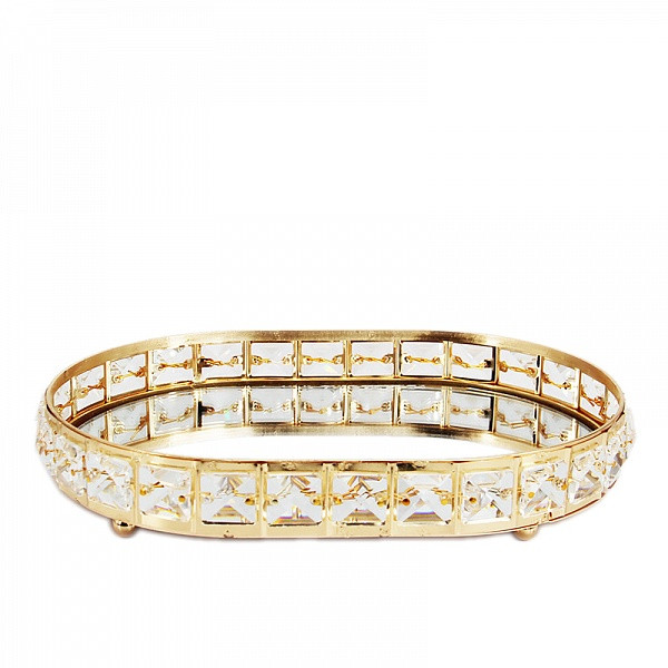 Подставка для предметов овальная 30 см Kassatex Crystal Gold CRY-ELTRM-GD