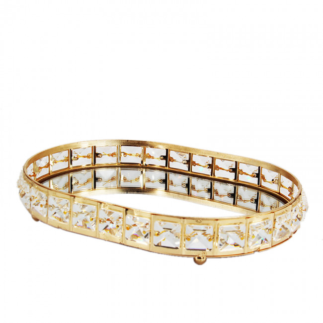 Подставка для предметов овальная 30 см Kassatex Crystal Gold CRY-ELTRM-GD