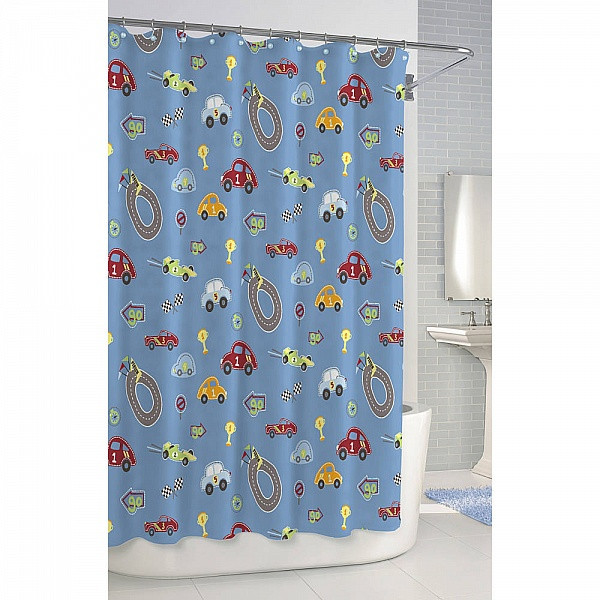 Шторка для ванной 183x183 Kassatex Race Track SCB-115-RTR-BLU
