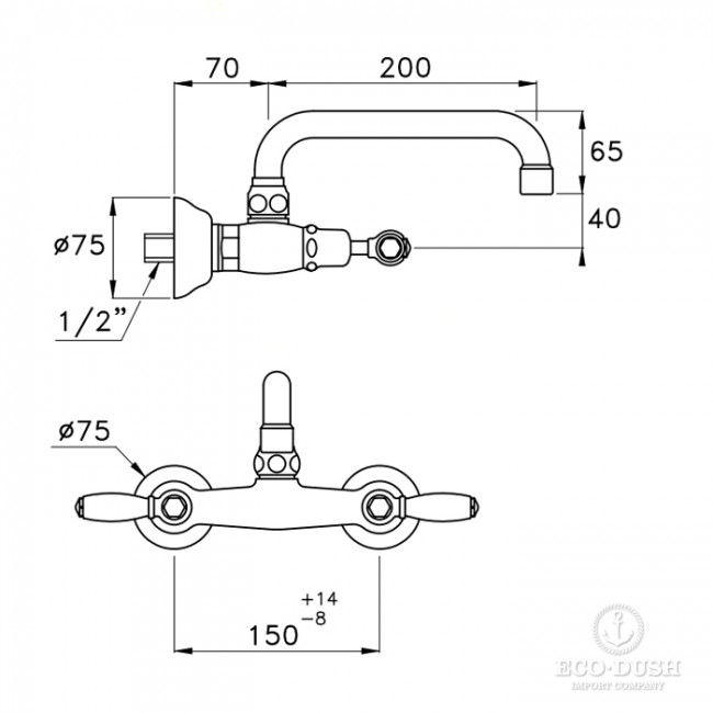 Stella Italica Leve Смеситель для мойки настенный 3245/200, длина излива 200мм цвет: хром Stella Italica Leve Смеситель для мойки настенный 3245/200, длина излива 200мм цвет: хром