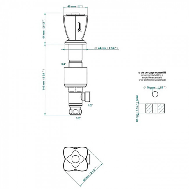 THG Petale De Cristal Rouge Вентиль смесителя для раковины, цвет: хром THG Petale De Cristal Rouge Вентиль смесителя для раковины, цвет: хром