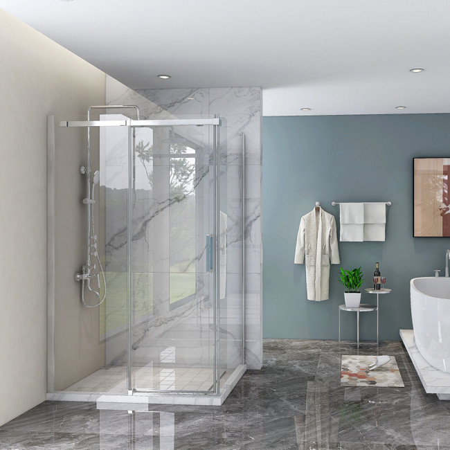 Душевой угол Veconi Rovigo RV071-140100PR-01-19C4, 1400х1000х1950, хром,  прозрачное