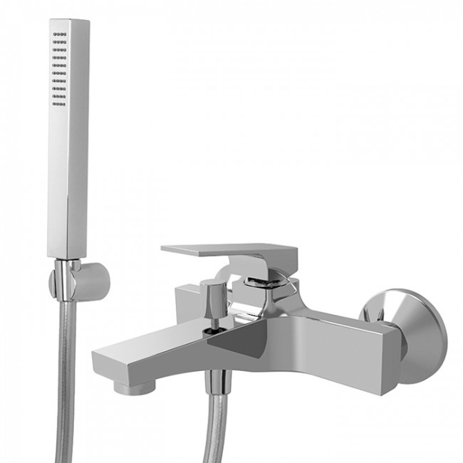 Carlo Frattini Fit Смеситель для ванной, настенный, с душ. комплектом, излив 170мм, цвет: хром Carlo Frattini Fit Смеситель для ванной, настенный, с душ. комплектом, излив 170мм, цвет: хром