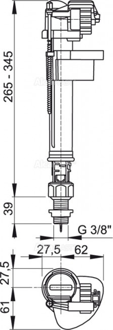 Alcaplast A17-3/8" Впускной механизм с нижней подводкой