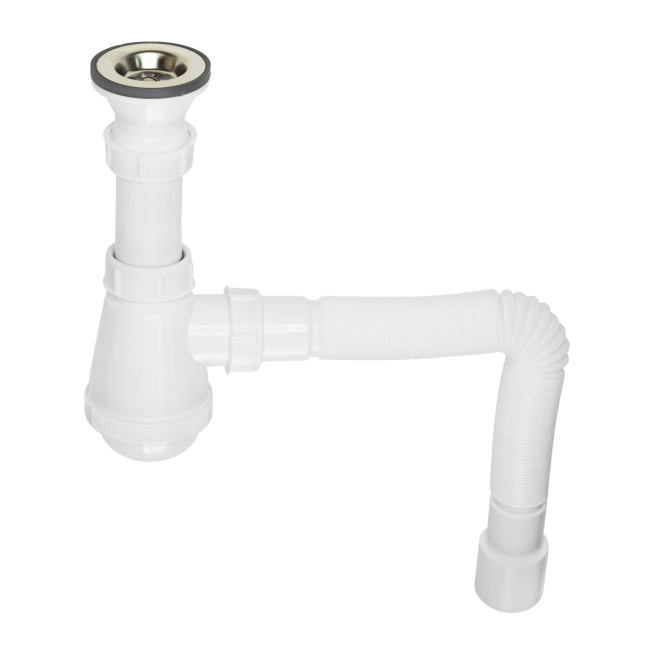 Сифон VIANT  "МИНИ" 1½" - Ø40, с нерж. чашкой Ø63 мм, c гофр. трубой Ø40 - 40/50 L800 мм (VA-318)