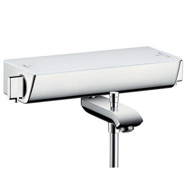 Hansgrohe Ecostat Select Термостат настенный для ванны на 2 источника, с изливом 216мм, с полочкой из безопасного стекла, цвет: хром