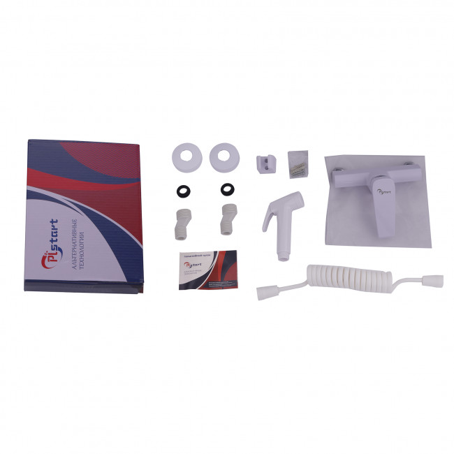 Смеситель душевой Plstart с гигиенической лейкой белый/хром (PL5713-8)