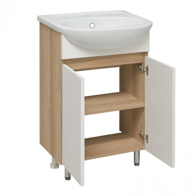 Тумба Runo Лада 60 блэквуд/белый под умывальник Уют 60 (00-00004576)