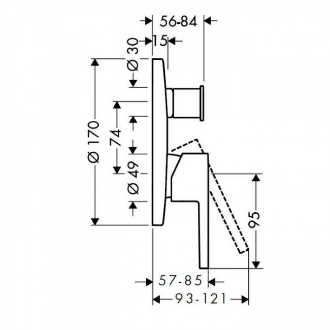 Axor Starck Однорычажный смеситель для ванны для скрытого монтажа, внешняя часть, цвет: хром 10427000