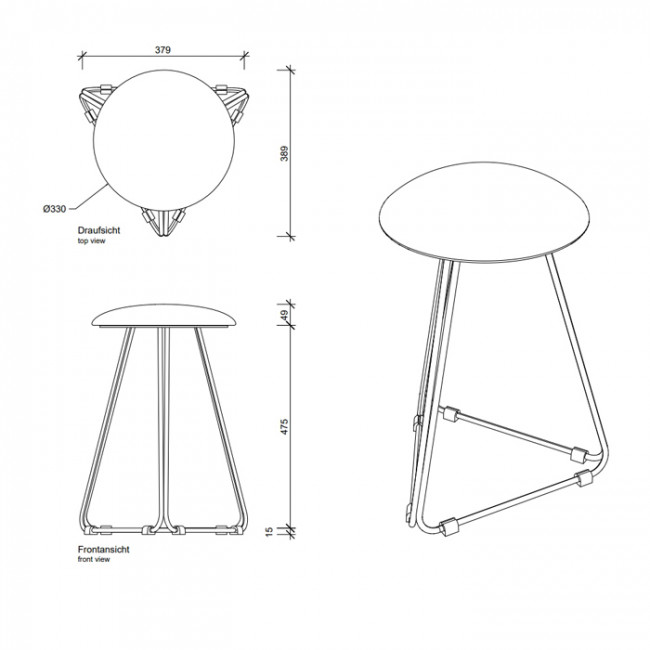 Decor Walther DW 71 Табурет 39.5x39.5x53см, напольный, цвет: черный