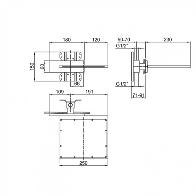 Fantini Внутренняя часть для верхнего душа, 1/2"