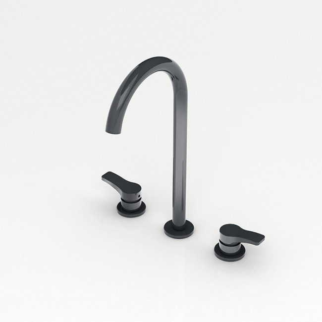 Fantini AL/23 Смеситель для раковины, 3 отв., высокий излив, излив: 160 мм, цвет: черный матовый