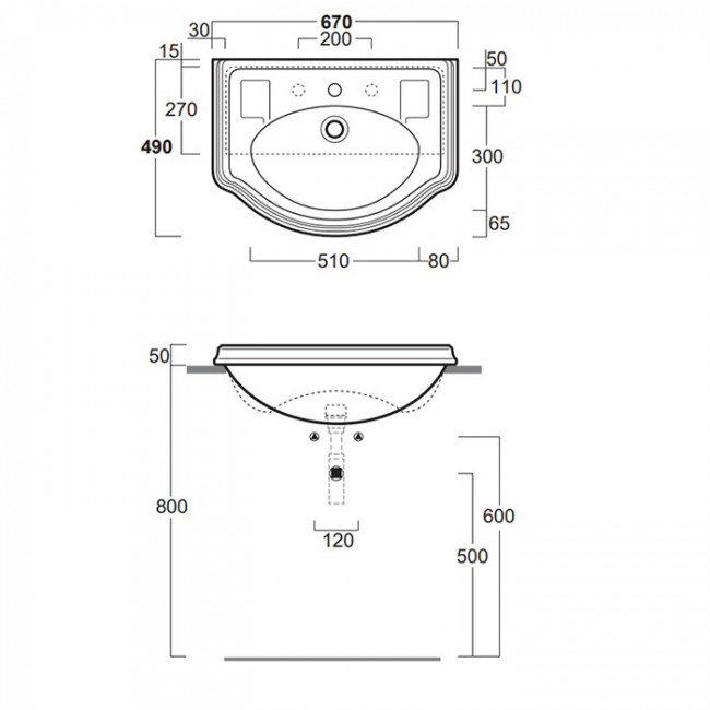 SIMAS Arcade Раковина 67х49 см, 3 отв., цвет: белый