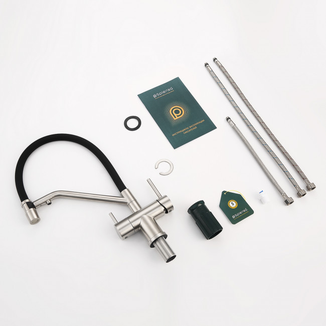 Смеситель Splenka для кухни со съемным гибким изливом, с магнитным фиксатором излива, с подключением фильтра питьевой воды (S70.62.05) Смеситель Splenka для кухни со съемным гибким изливом, с магнитным фиксатором излива, с подключением фильтра питьевой воды (S70.62.05)