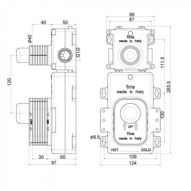 Carlo Frattini Fimathermbox, Внутренняя часть для термостатического смесителя F2461