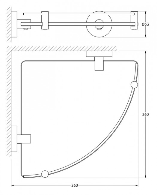 Полка с ограничителем угловая 26 см Artwelle Harmonie HAR 039