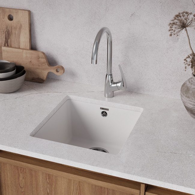 Кухонная мойка Lemark SINARA 400-U подстольного монтажа из кварцгранита цвет: Серый шёлк (9910065)