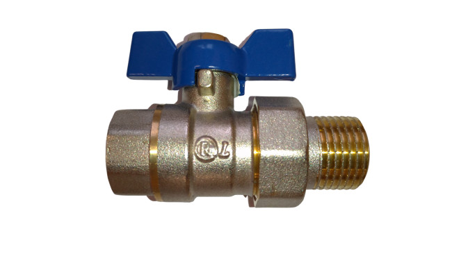 Кран шаровой с американкой RM-L 1/2 никелированный бабочка Ду15 Ру30 (НК 11Б27п1)