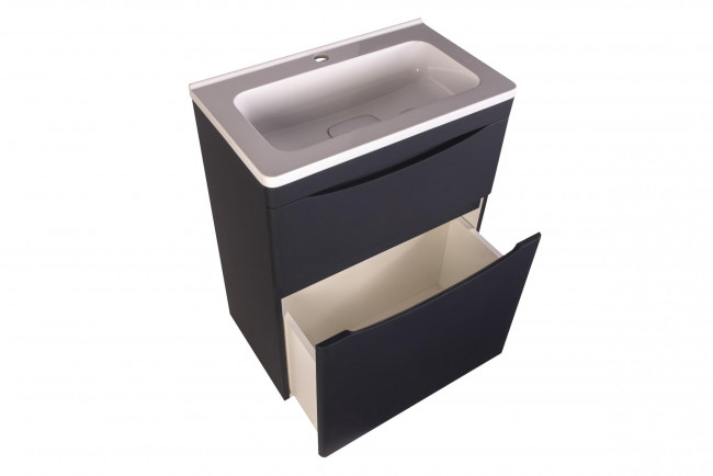 Style Line Тумба с раковиной напольная "Бергамо мини 80" (2 ящ.) Люкс антискрейтч белый, PLUS Style Line Тумба с раковиной напольная "Бергамо мини 80" (2 ящ.) Люкс антискрейтч белый, PLUS