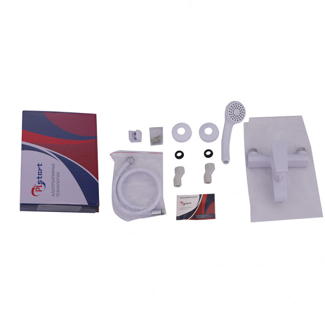 Смеситель ванно-душевой Plstart с душевым гарнитуром белый/хром (PL3213-8)