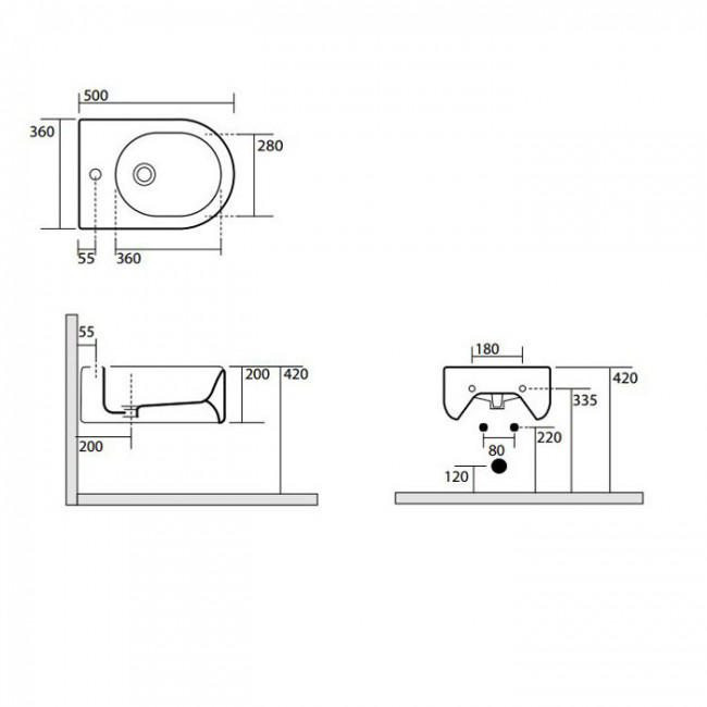 Kerasan Flo биде подвесное 50х36см, с 1отв под смеситель, цвет: белый