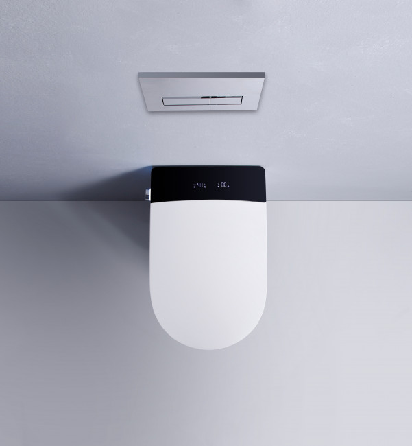 Электронный унитаз-биде подвесной с инсталляцией и черной матовой кнопкой TIMO (TЕ-751B)