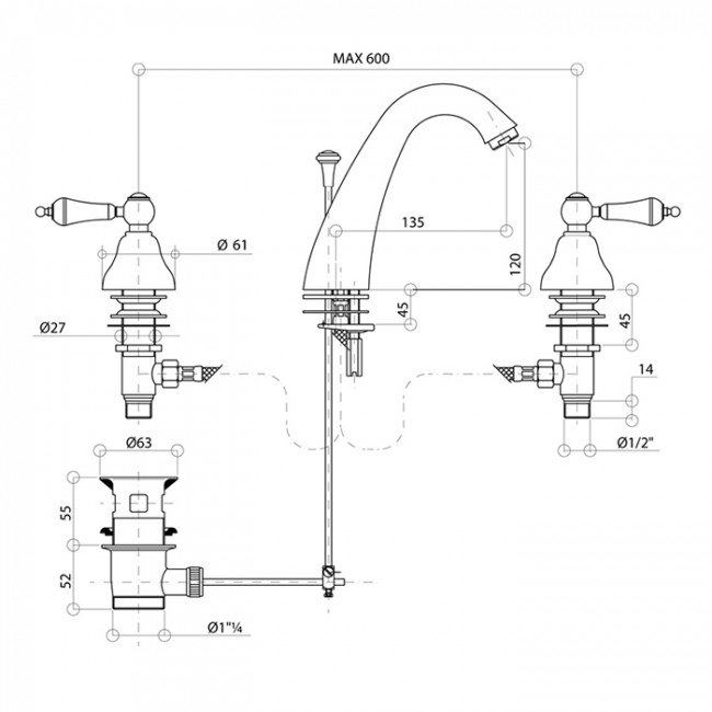 Смеситель для раковины Bongio Capri, цвет: хром 17501CR00