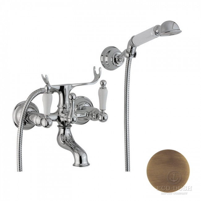 CISAL Arcana Toscana Смеситель настенный для ванны/душа с ручной лейкой,держателем и шлангом, цвет: бронза CISAL Arcana Toscana Смеситель настенный для ванны/душа с ручной лейкой,держателем и шлангом, цвет: бронза