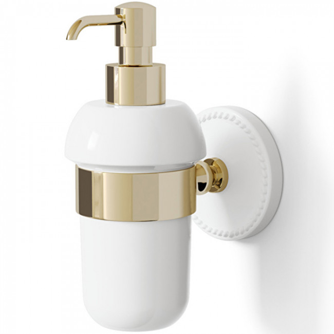 Devon&Devon Dorothy Дозатор для жидкого мыла, подвесной, белая керамика, цвет: светлое золото Devon&Devon Dorothy Дозатор для жидкого мыла, подвесной, белая керамика, цвет: светлое золото