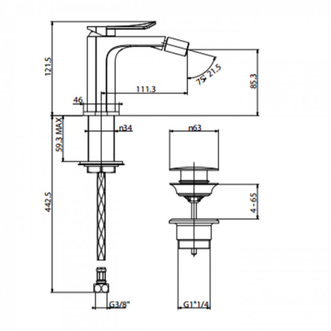 Gattoni Soffio Смеситель для биде с подвижным наконечником, однорычажный, цвет: хром