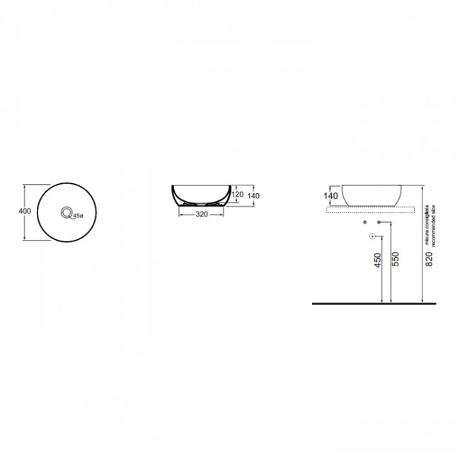 AZZURRA ELEGANCE Раковина 40х40x14 см, без отв., цвет: белый