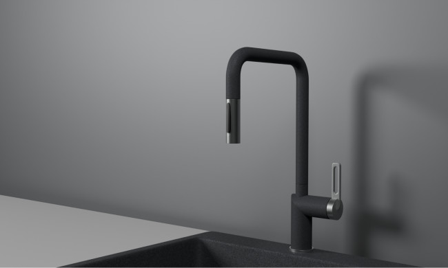 Смеситель для кухни GRANULA с выдвижным изливом (8173, ГРАФИТ)