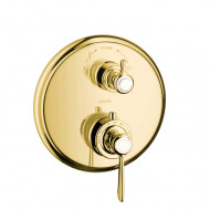 Axor Montreux Термостат с запорным/переключающим вентилем, СМ, 2 потребителя (рычажные рук.), внешняя часть, цвет: полированное золото