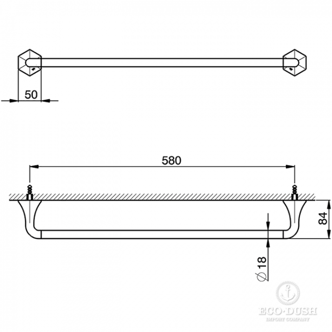 CISAL Cherie Полотенцедержатель 58 см, подвесной, цвет: хром
