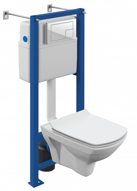 Комплект Cersanit  CARINA XL CO DPL EO slim инсталляция VECTOR кнопка CORNER пластик белый (64119)