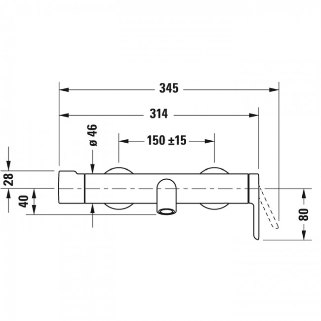 Duravit C.1 Смеситель для ванны, настенный, с клапаном, цвет: хром