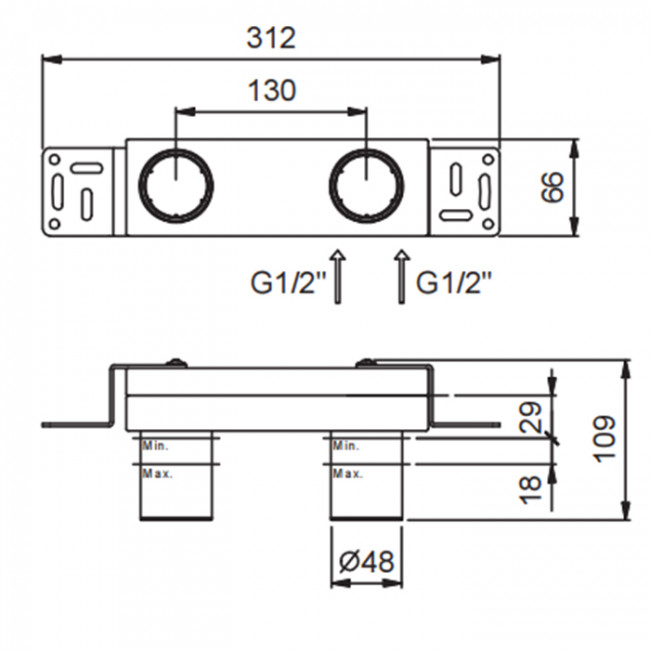 Fantini Внутренняя часть смесителя для раковины, 1/2" 44 00 M011A