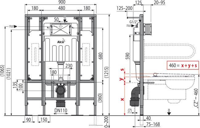 Alcaplast AM101/1300H S'adromodul Скрытая система инсталляции для сухой установки (для гипсокартона) – для людей с ограниченными физическими возможностями