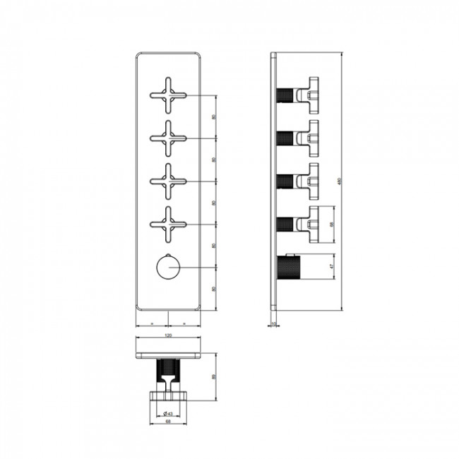 Gessi Inciso Смеситель для душа, встраиваемый, термостатический, резьба 3/4", внешняя часть, цвет: Black XL 58228#299 Gessi Inciso Смеситель для душа, встраиваемый, термостатический, резьба 3/4", внешняя часть, цвет: Black XL 58228#299