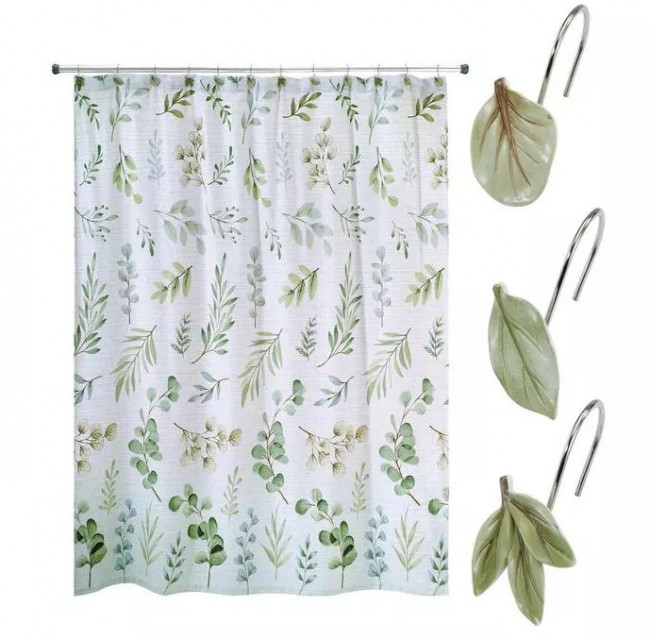 Шторка для ванной 183х183 Avanti Ombre Leaves 13933H