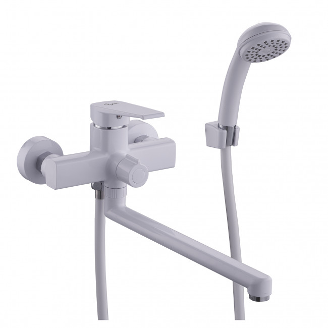 Смеситель ванно-душевой Plstart с душевым гарнитуром белый/хром (PL2213-8)