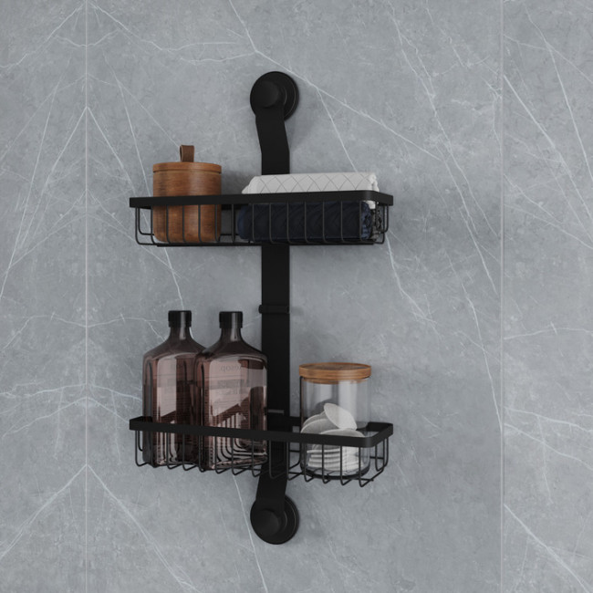 Двухъярусная прямая полка, проволока стальная, черный матовый, Easy, Milardo, EAS0WS2M44