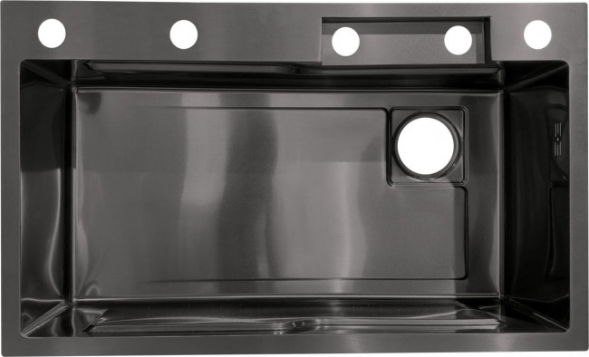 Мойка ZorG MASTER с водопадом ZM 7546 GRAFIT графит-черный комплект со смесителем, аксессуарами