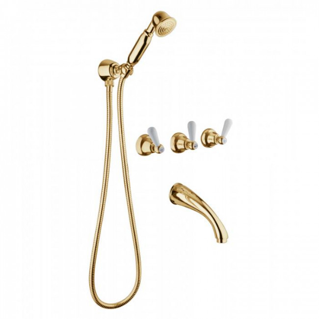 Смеситель для ванны Bongio Oxford Lux, цвет: золото/белый фарфор 19530ORDL