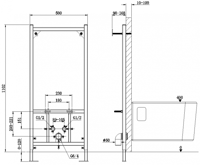 AltroBagno Инсталляция для биде Bidet Frame 651A