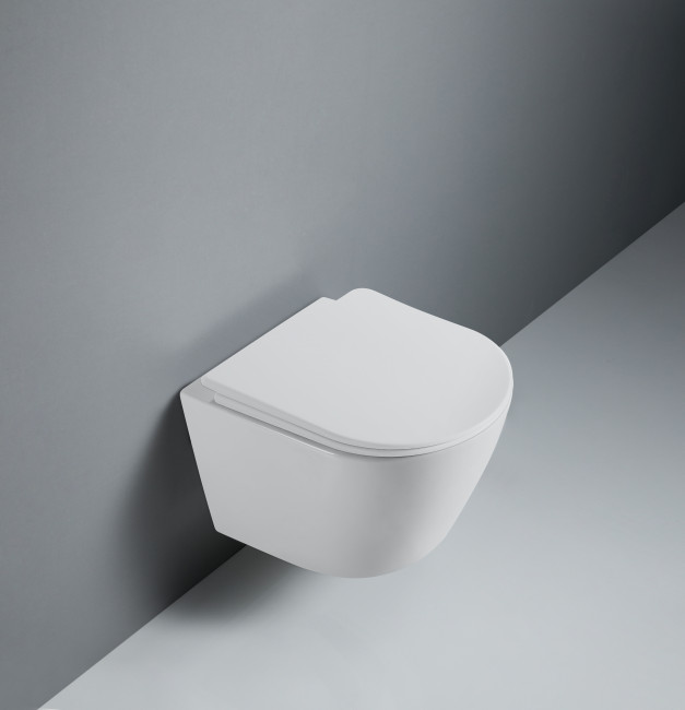 Унитаз подвесной безободковый (торнадо) DQ Rhein.Bach 500*360*350мм, сиденье микролифт, белый (DT1476516)