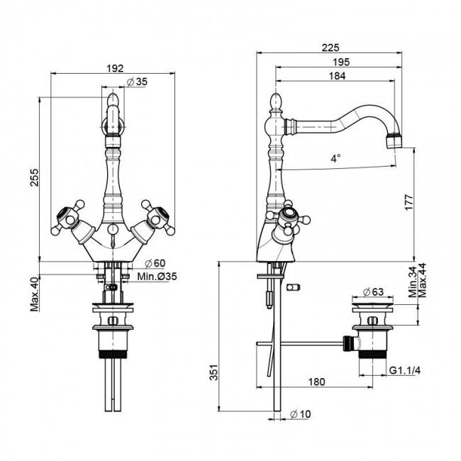 Carlo Frattini Elizabeth, Смеситель на раковину с вращающимся изливом, цвет: Хром