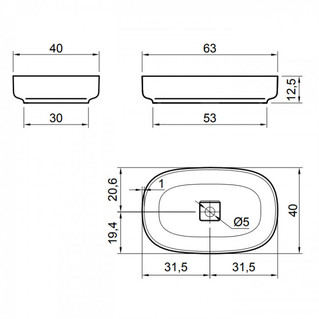 Antonio Lupi Bolo Раковина 63х40 см, без отв., накладная, цвет: белый
