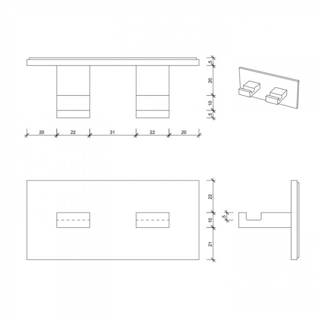 Decor Walther Brick KHAK2 Крючок самоклеящийся двойной, подвесной, цвет: хром Decor Walther Brick KHAK2 Крючок самоклеящийся двойной, подвесной, цвет: хром